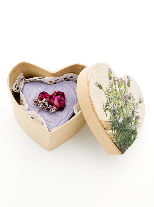 Seifenherz in der Box Lavendel - Felslindenhof Naturprodukte