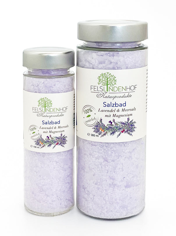 Salzbad Lavendel und Meersalz mit Magnesium - Felslindenhof Naturprodukte